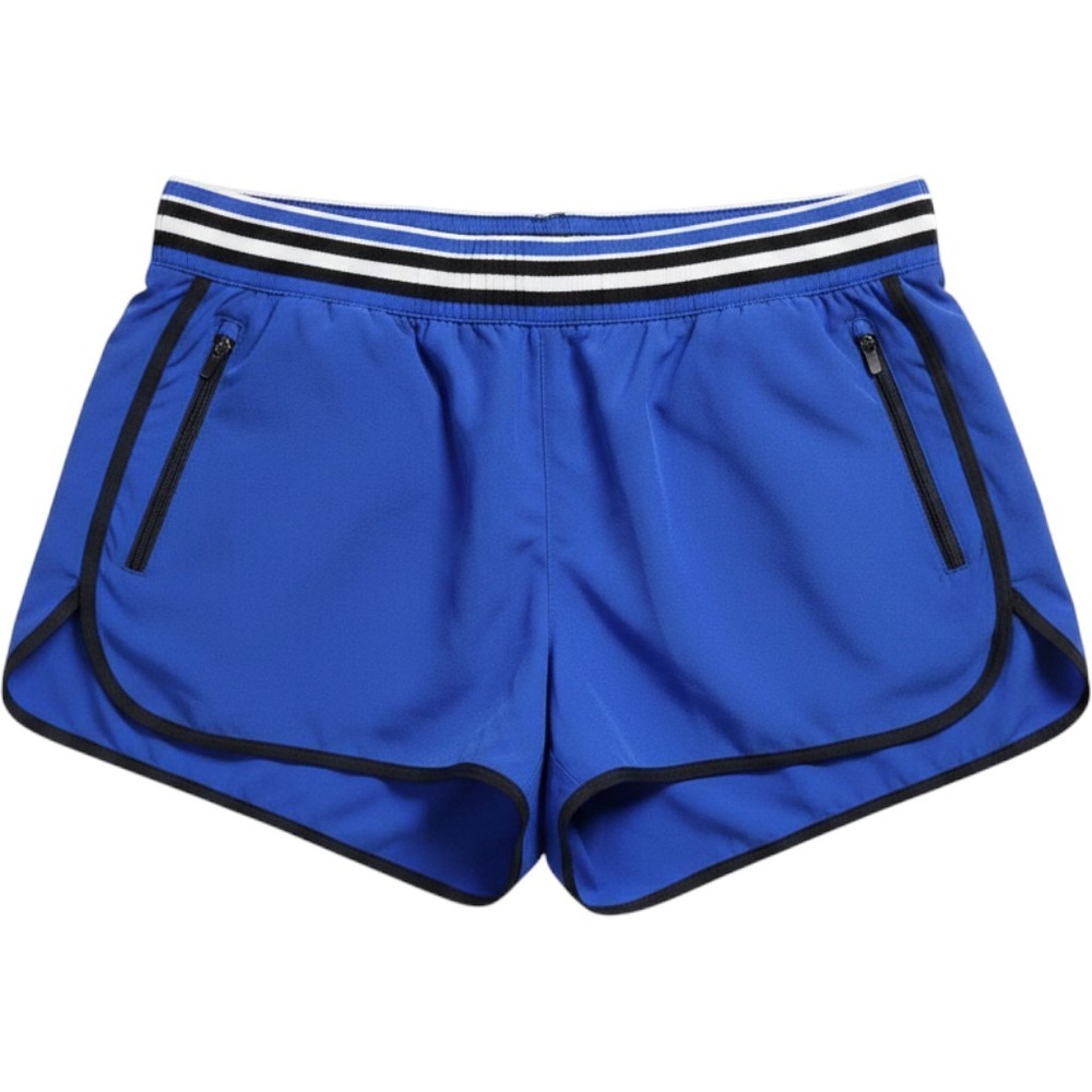 Fabletics Womens Blue Athletic Running Shorts Zipper Pockets Size Medium